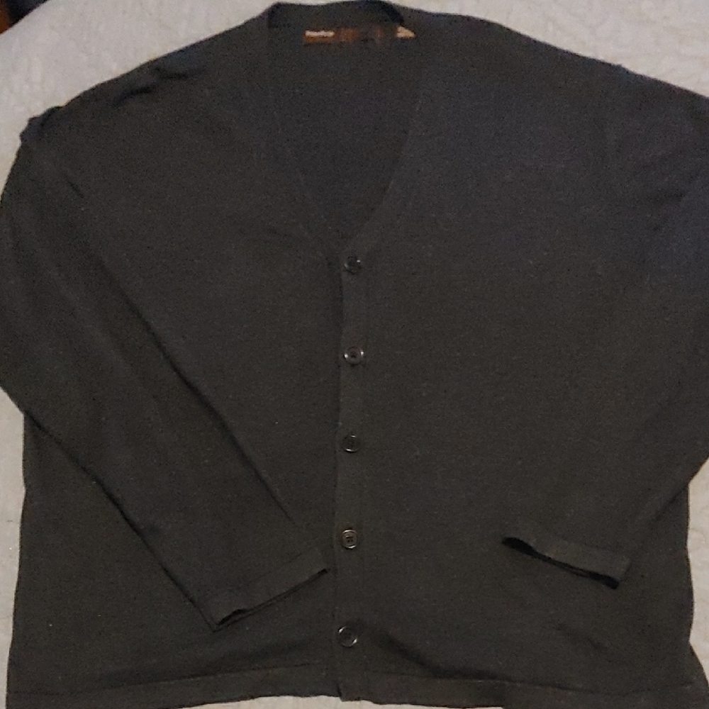 Perry Ellis Men's Charcoal Cardigan Sweater Sz XL